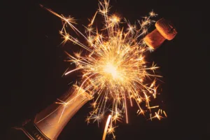 champagne, fireworks